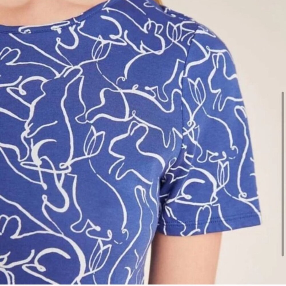 Anthropologie Blue Bunny Novelty Print Weekend Tee - Picture 9 of 9